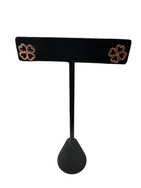 NWT Rose Gold Heart Clover Stud Earrings | Dainty Four Leaf Lucky Shamrock Posts